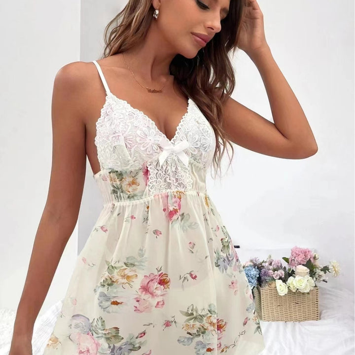Sweet Chiffon Lace Pajamas - Soft Loungewear