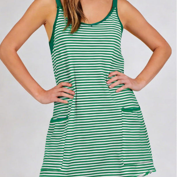Striped Tank Dress with Pockets