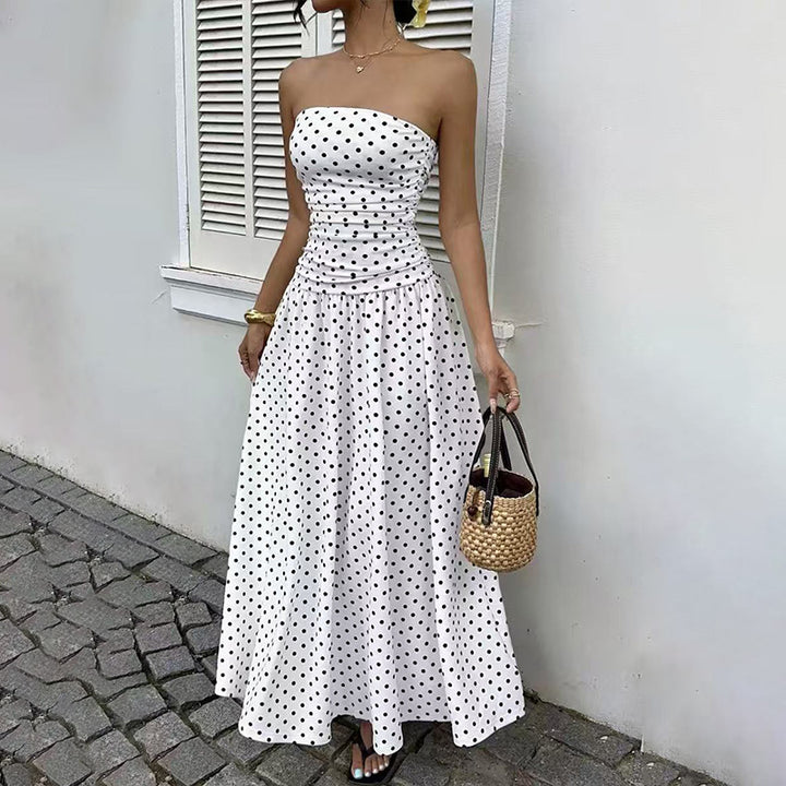 Strapless Polka Dot Maxi Dress