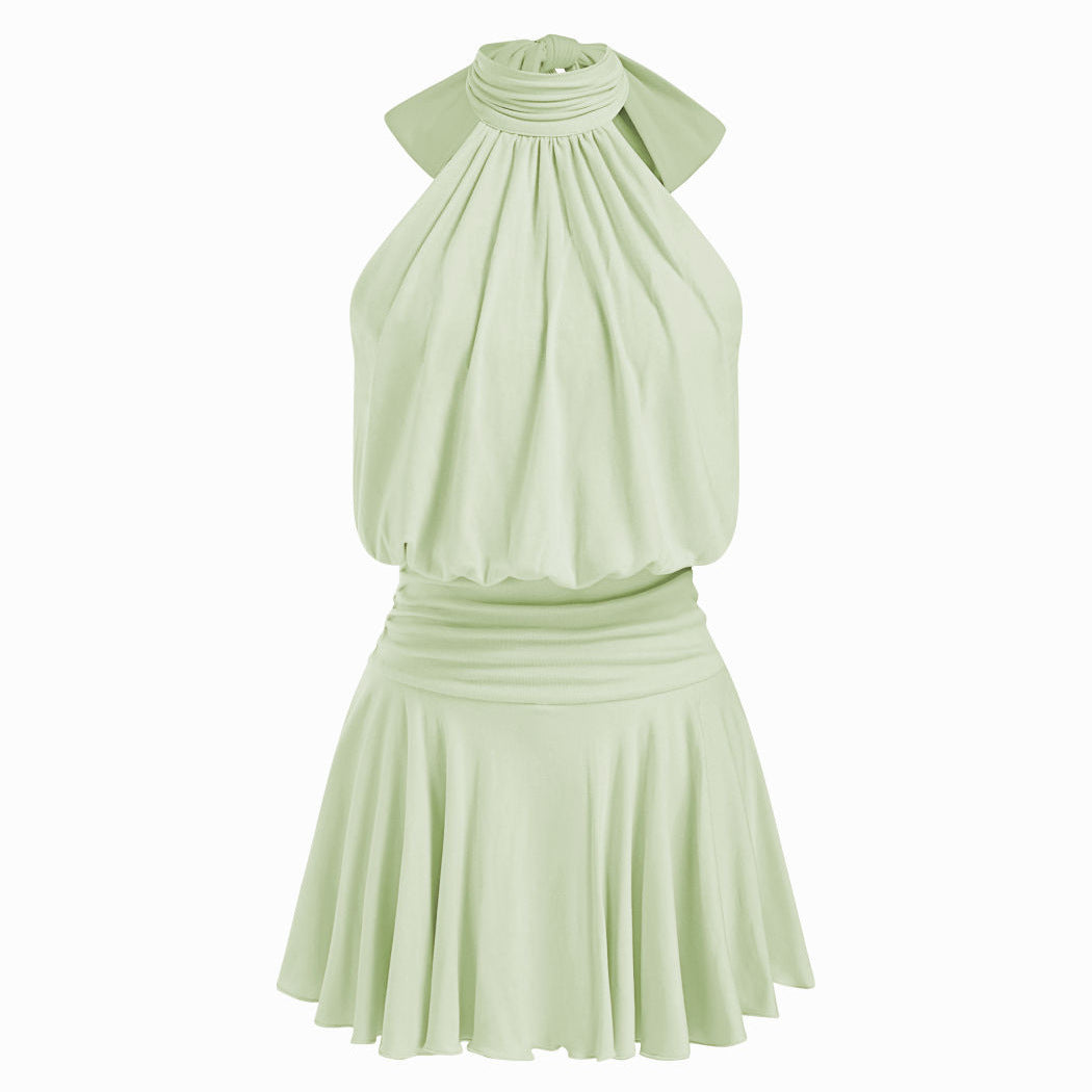 Elegant Halter Skater Mini Dress