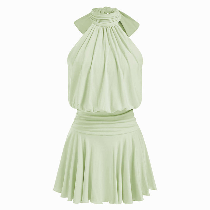 Elegant Halter Skater Mini Dress