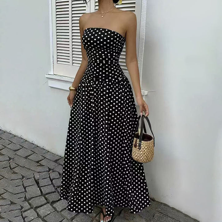 Strapless Polka Dot Maxi Dress
