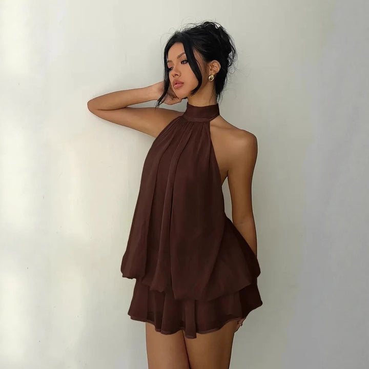 Halter Tie-Back Fit &amp; Flare Mini Dress
