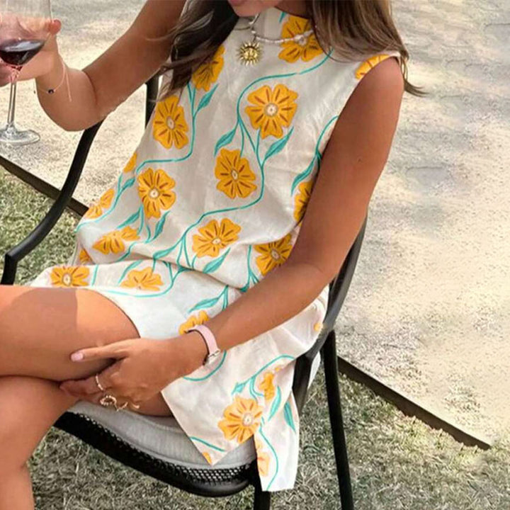 Pink Floral Sleeveless Tank Dress
