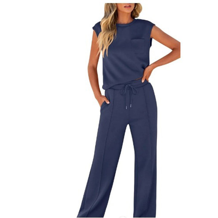Sleeveless Athleisure Top &amp; Wide Leg Pants Set