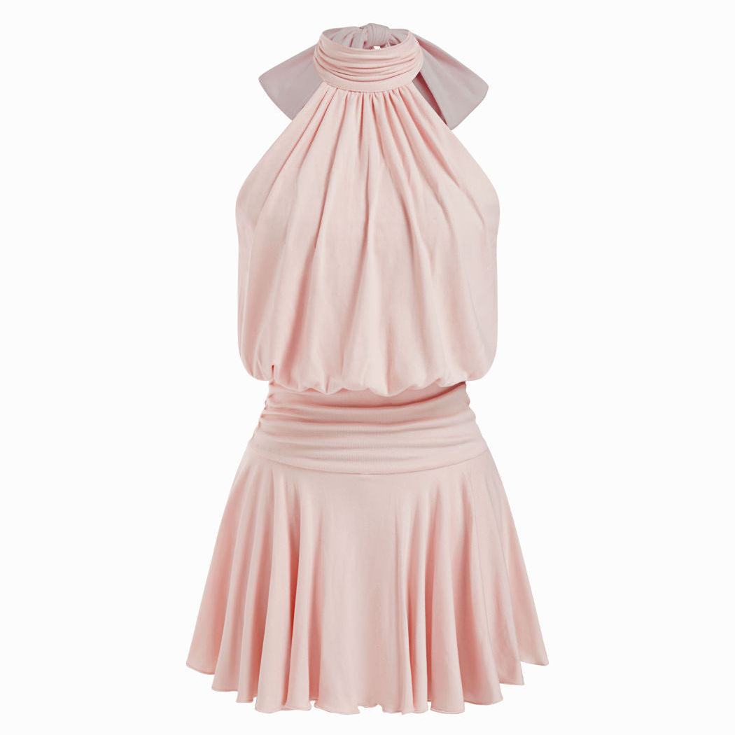 Elegant Halter Skater Mini Dress
