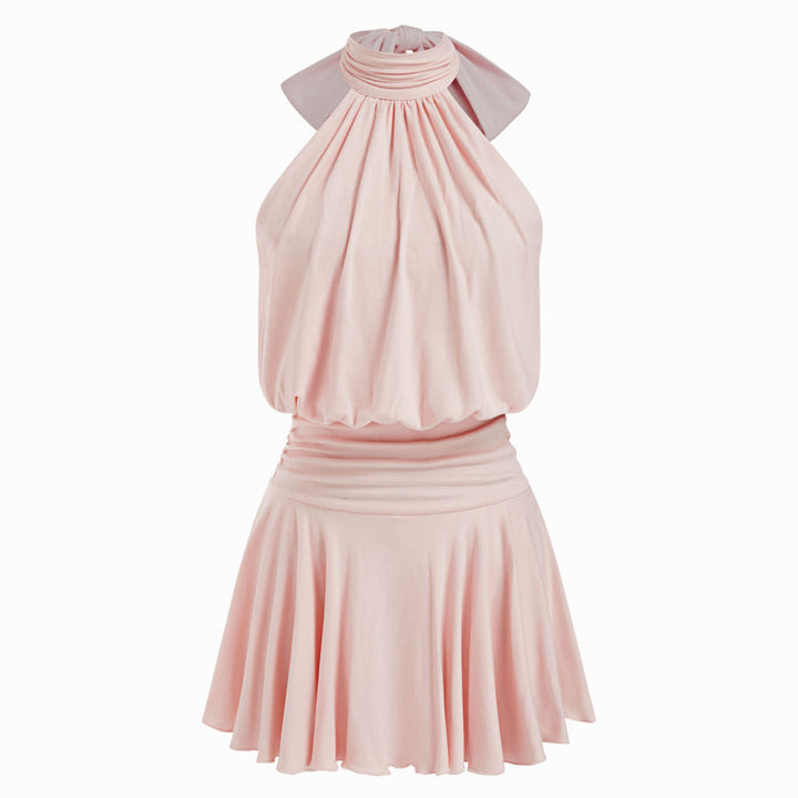 Elegant Halter Skater Mini Dress