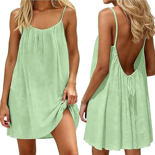 Ruched Backless Cami Mini Dress