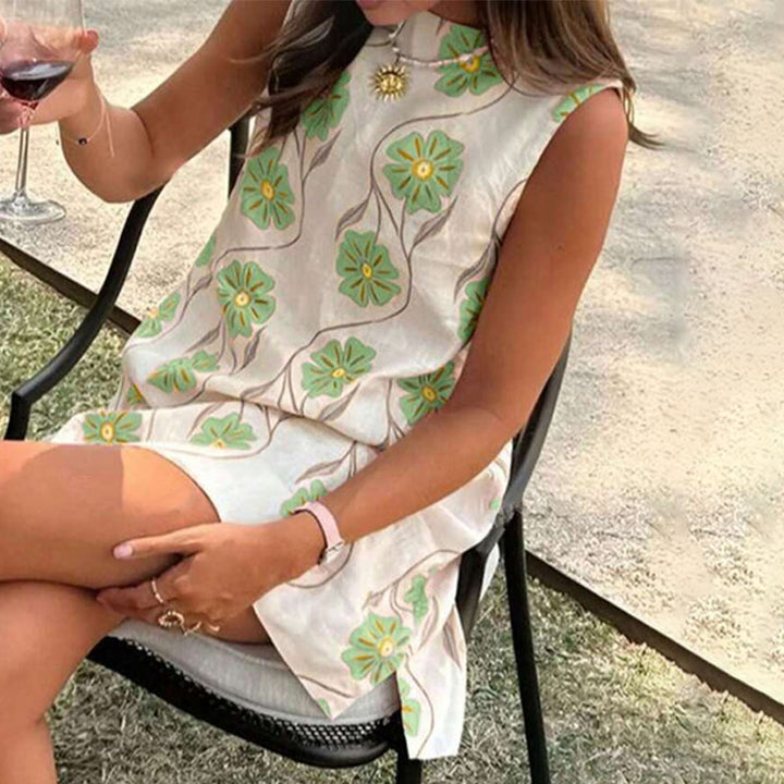 Pink Floral Sleeveless Tank Dress