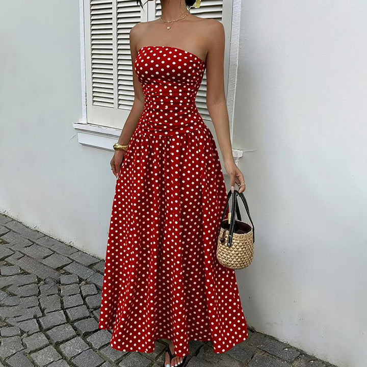 Strapless Polka Dot Maxi Dress