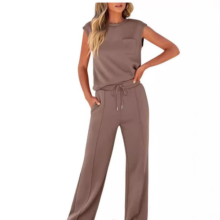 Sleeveless Athleisure Top &amp; Wide Leg Pants Set