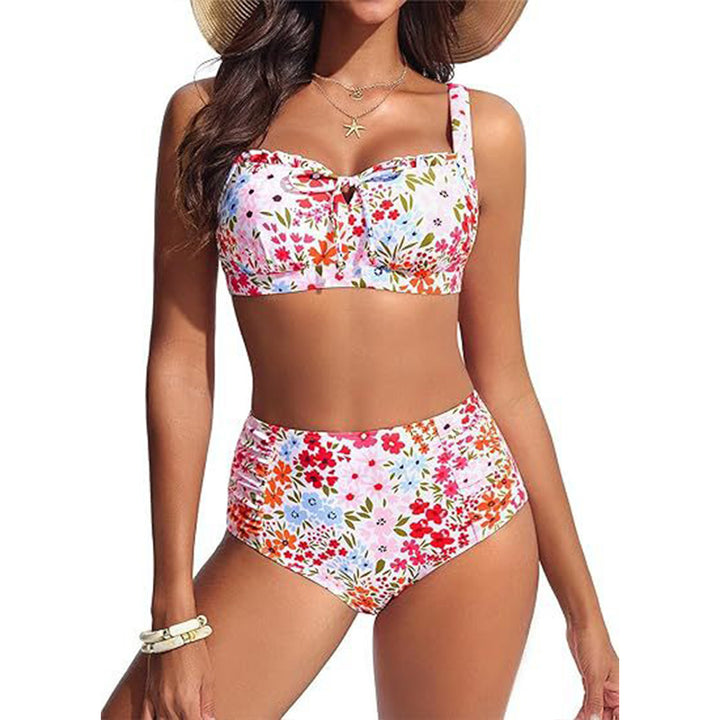 Tropical Floral High-Waisted Bikini Set
