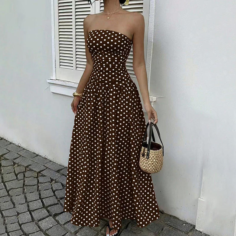 Strapless Polka Dot Maxi Dress