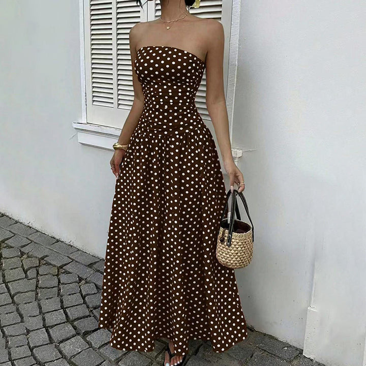 Strapless Polka Dot Maxi Dress
