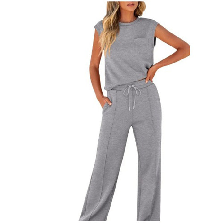 Sleeveless Athleisure Top &amp; Wide Leg Pants Set