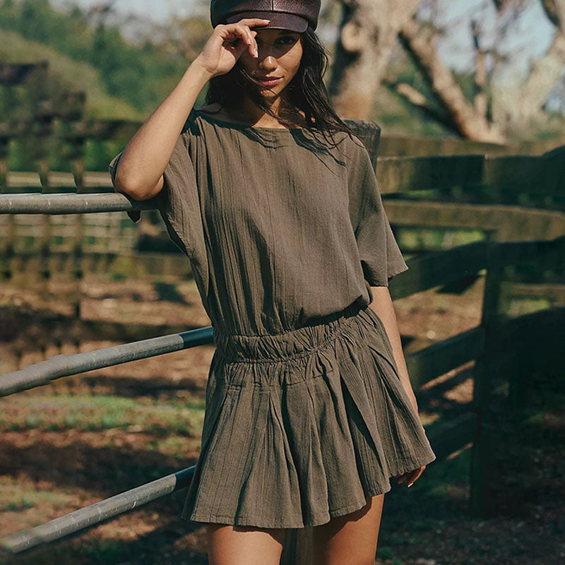 Relaxed Off-Shoulder Resort Romper Dress