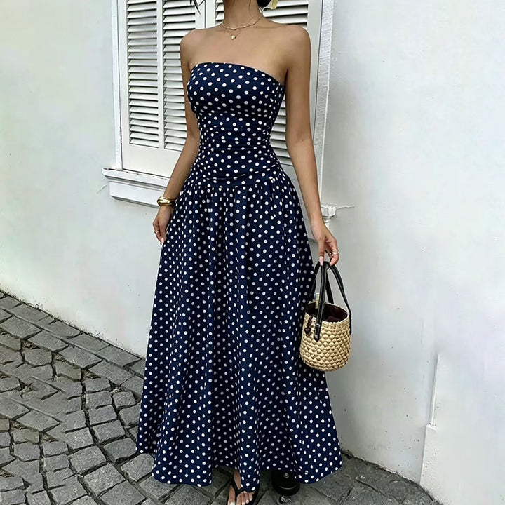 Strapless Polka Dot Maxi Dress