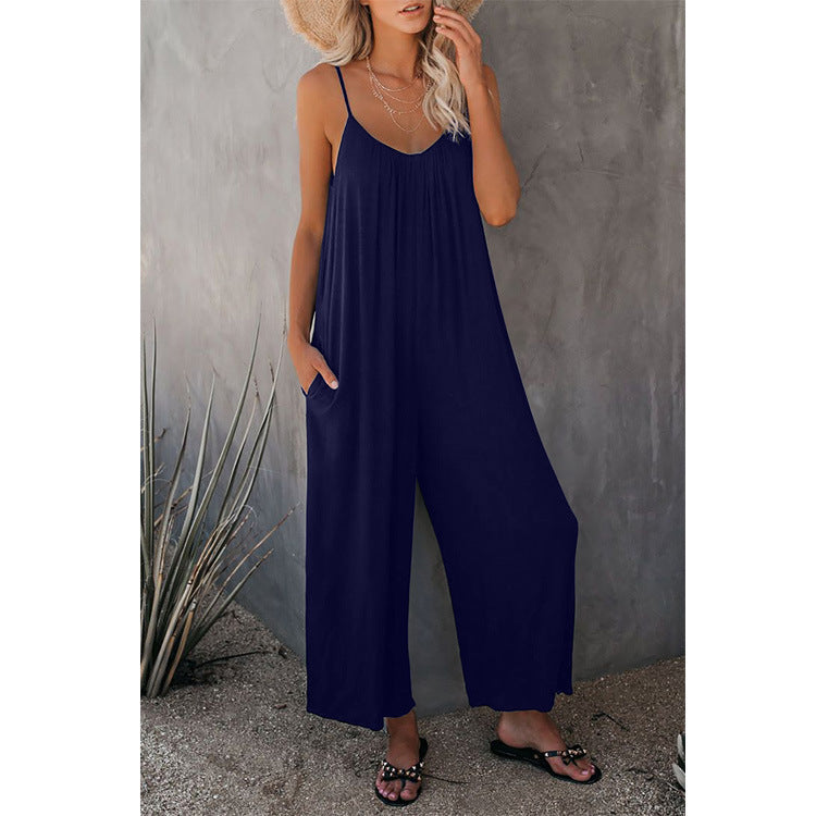 Spaghetti Strap Wide Leg Jumpsuit