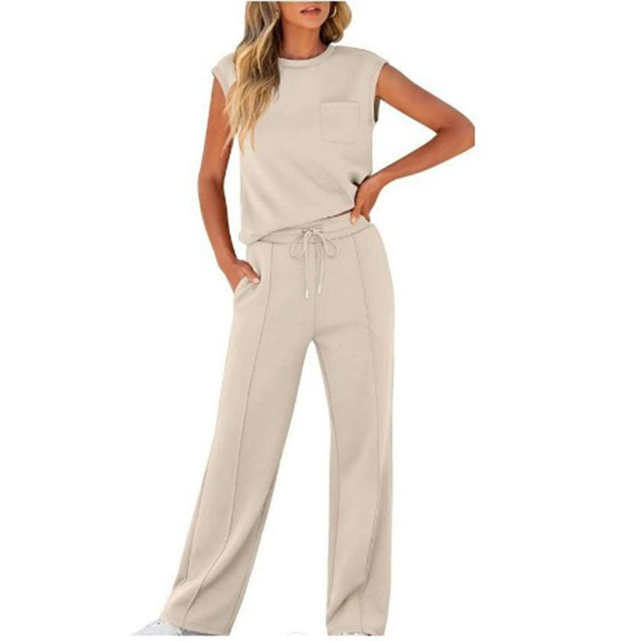 Sleeveless Athleisure Top &amp; Wide Leg Pants Set