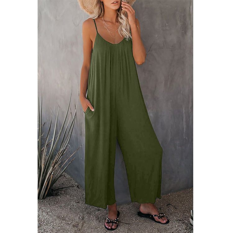 Spaghetti Strap Wide Leg Jumpsuit