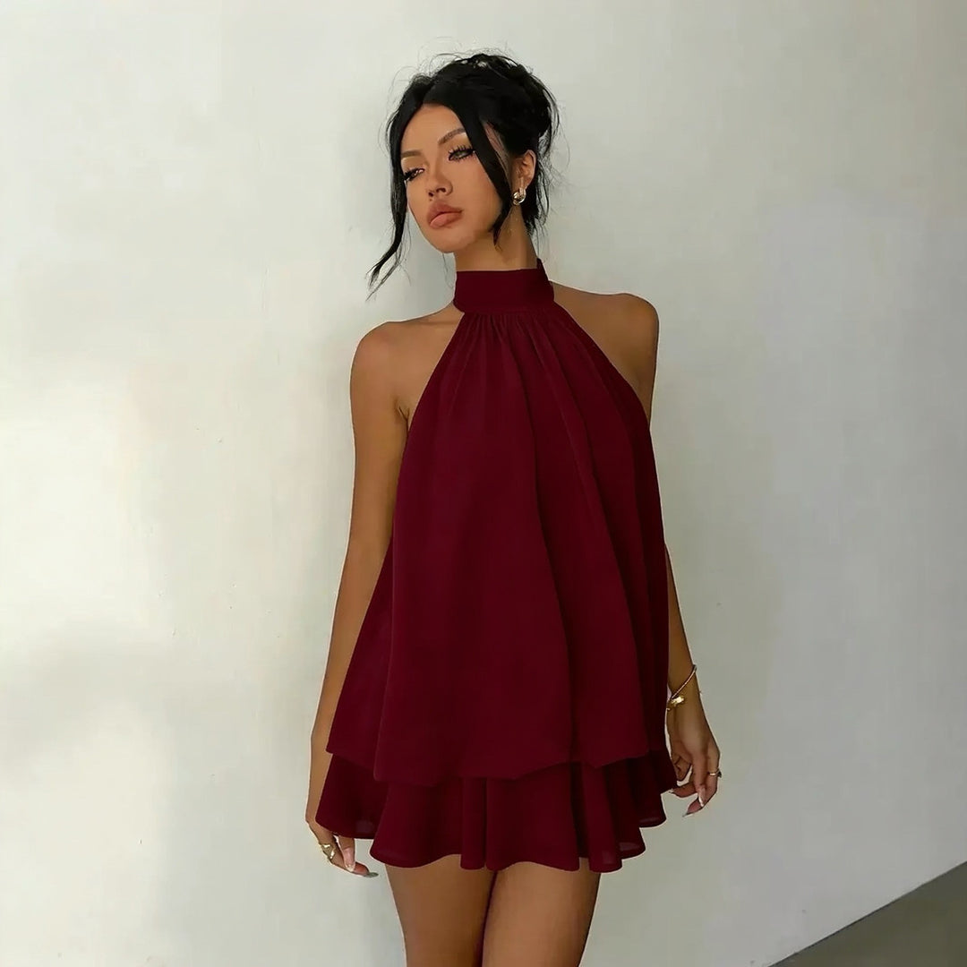Halter Tie-Back Fit &amp; Flare Mini Dress
