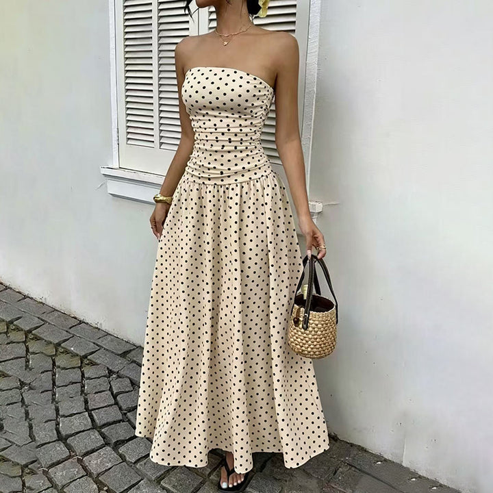 Strapless Polka Dot Maxi Dress