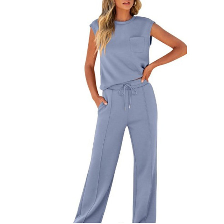 Sleeveless Athleisure Top &amp; Wide Leg Pants Set