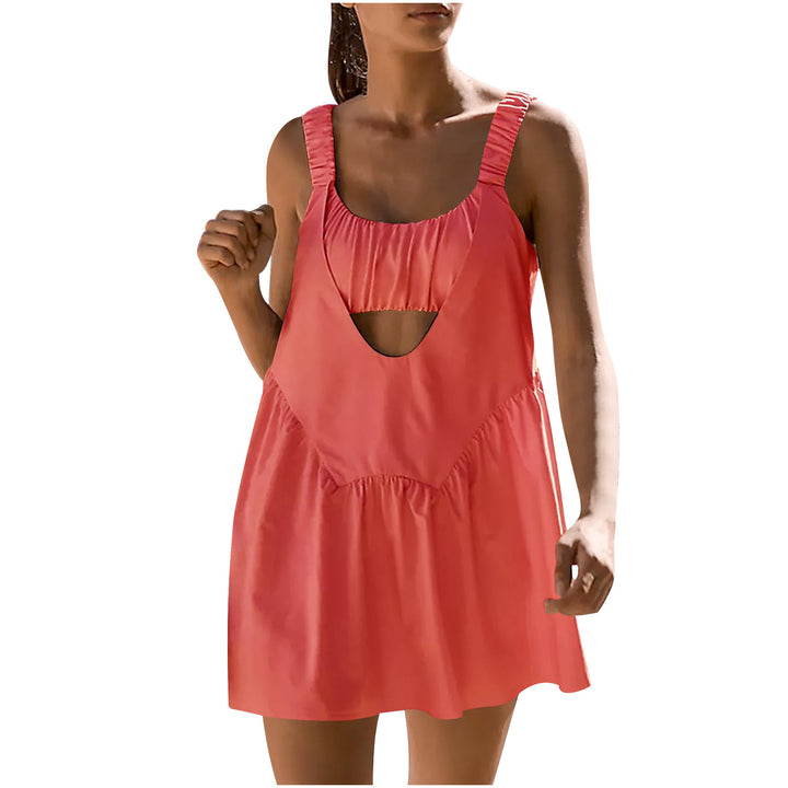 Loose-fitting hollowed-out round neck dress set