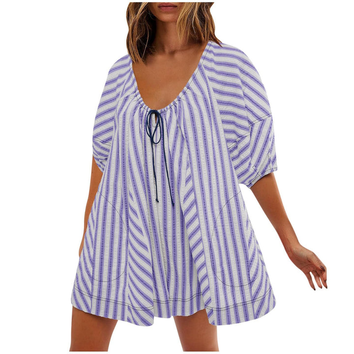 Striped Deep V Wide Leg Romper