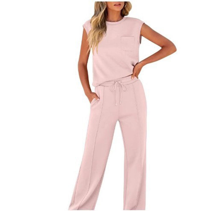Sleeveless Athleisure Top &amp; Wide Leg Pants Set