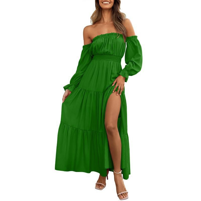 Elegant Off-Shoulder Smocked Tiered Maxi Dress