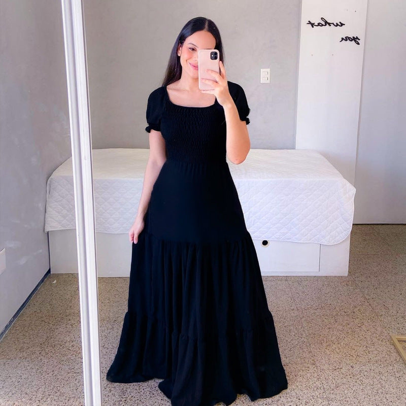Square Neck Puff Sleeve Maxi Dress