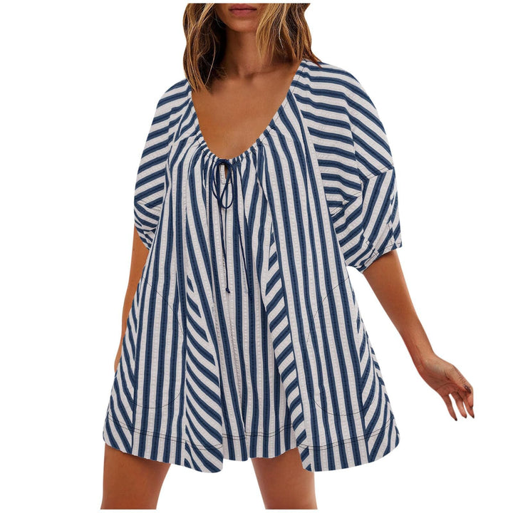 Striped Deep V Wide Leg Romper