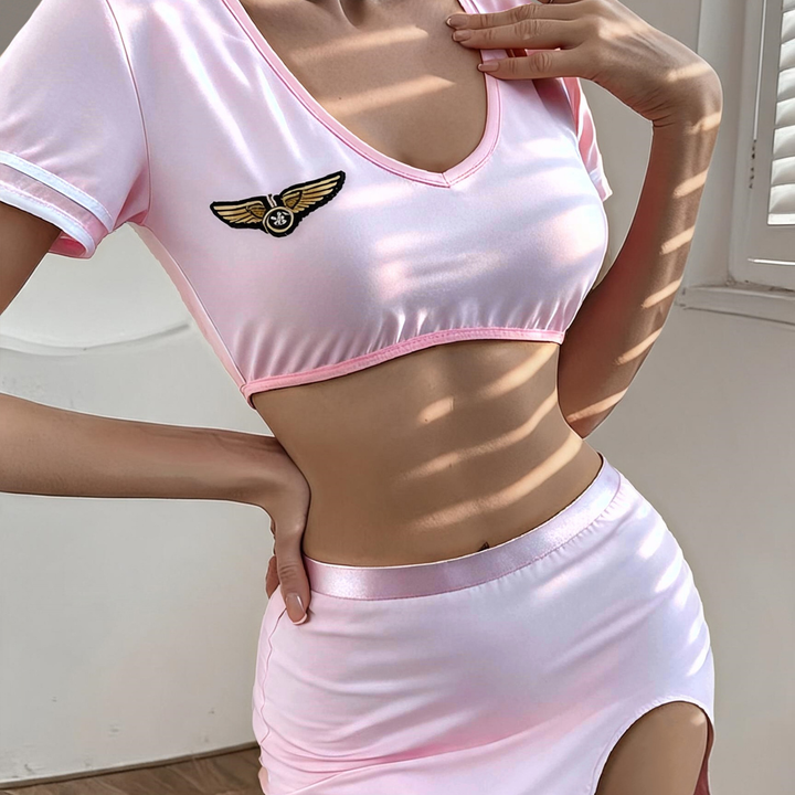 Women’s Uniform-Inspired Crop Top &amp; Mini Skirt Set
