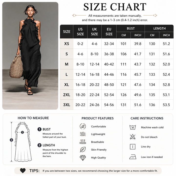 Elegant Ruffle Halter Neck Resort Maxi Dress