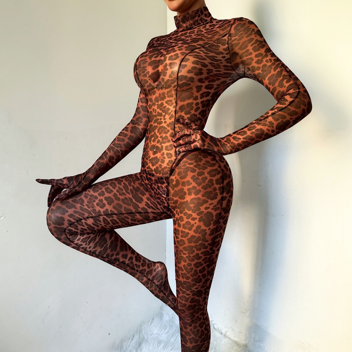 Women’s Sheer Leopard Jumpsuit