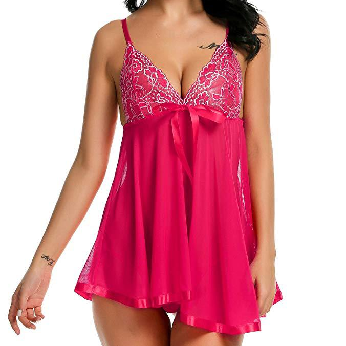 Plus Size Sheer Lace Babydoll – Spaghetti Straps
