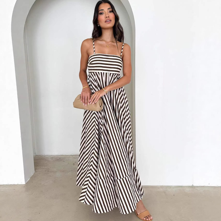 Striped Spaghetti Strap Maxi Dress
