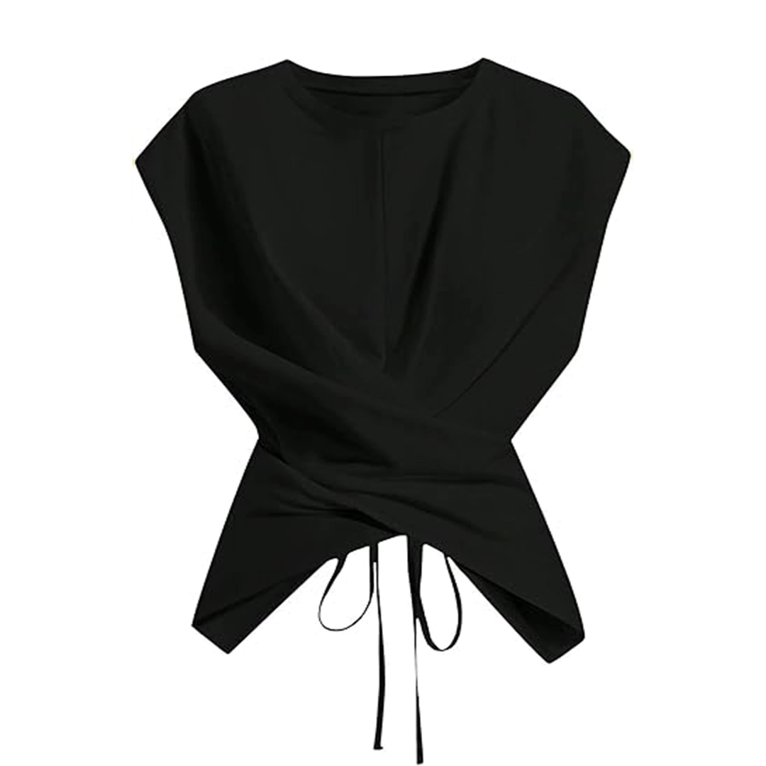 Cross Wrap Tie Front Crop Top