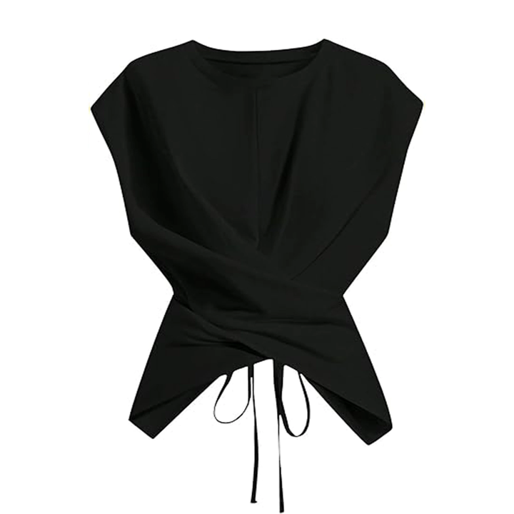 Cross Wrap Tie Front Crop Top