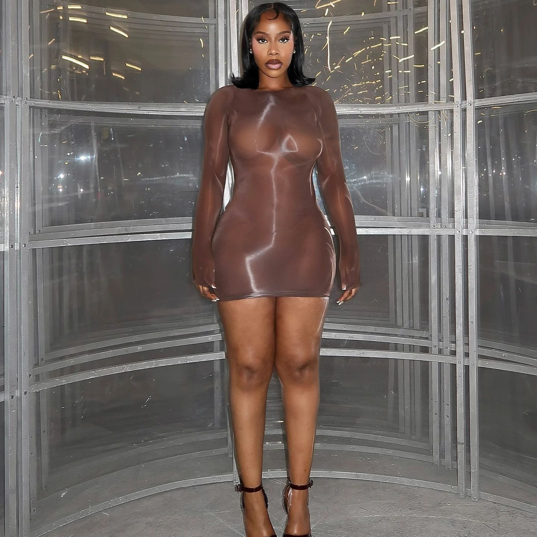Glossy Sheer Bodystocking Dress