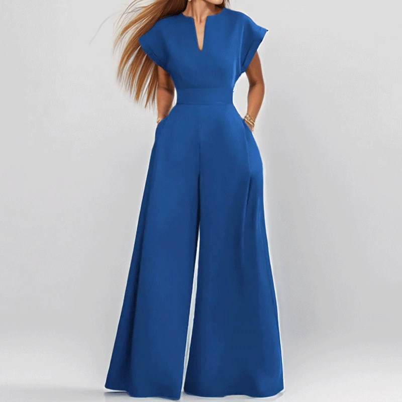 Elegant V-Neck Wide Leg Jumpsuit