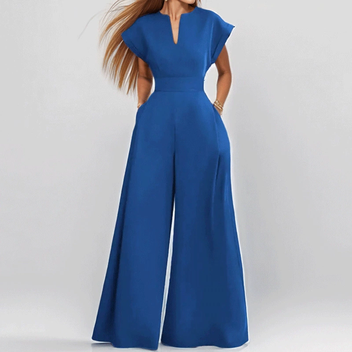 Elegant V-Neck Wide Leg Jumpsuit