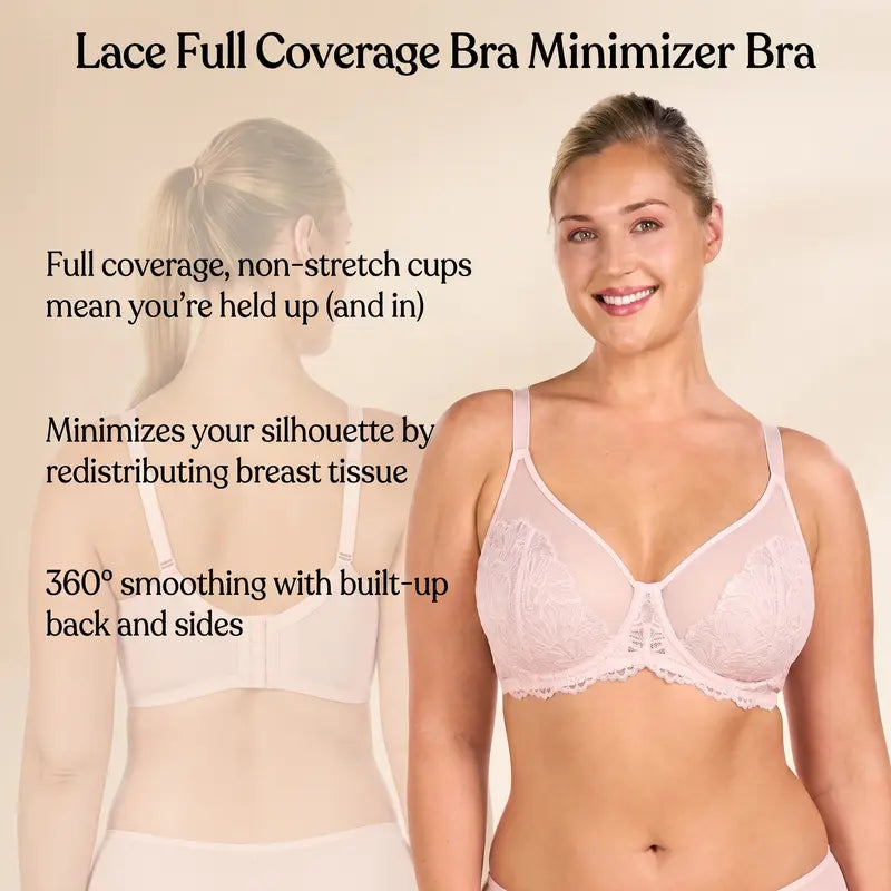 Plus-Size Sheer Lace Underwire Full-Cup Bra