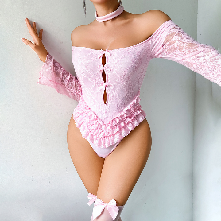 Off-Shoulder Lace Teddy Bodysuit
