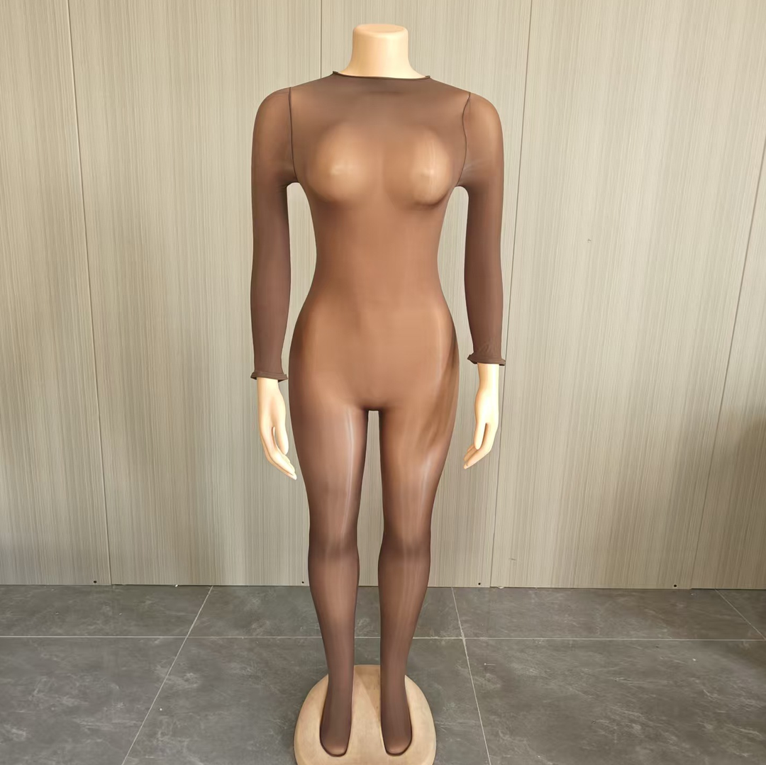 Glossy Sheer Seamless Bodystocking Catsuit