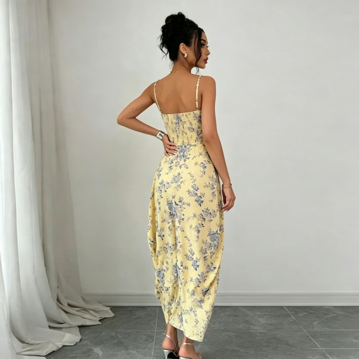 Floral Sweetheart Neck Maxi Dress