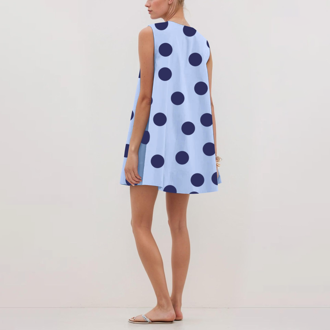 Sleeveless U-Neck Mini Dress with Pockets