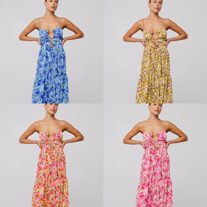 Bohemian style beach tie maxi dress