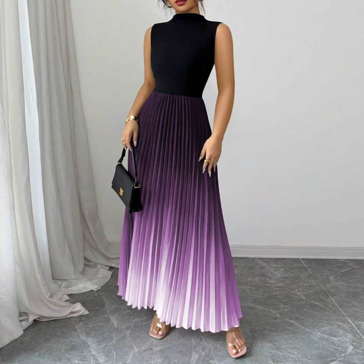 Gradient Pleated Sleeveless Maxi Dress